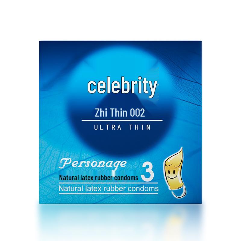 Celebrity Ultra Thin 002 Ribbed Condoms - Extra Lubricated, Shaped, and Long-Lasting