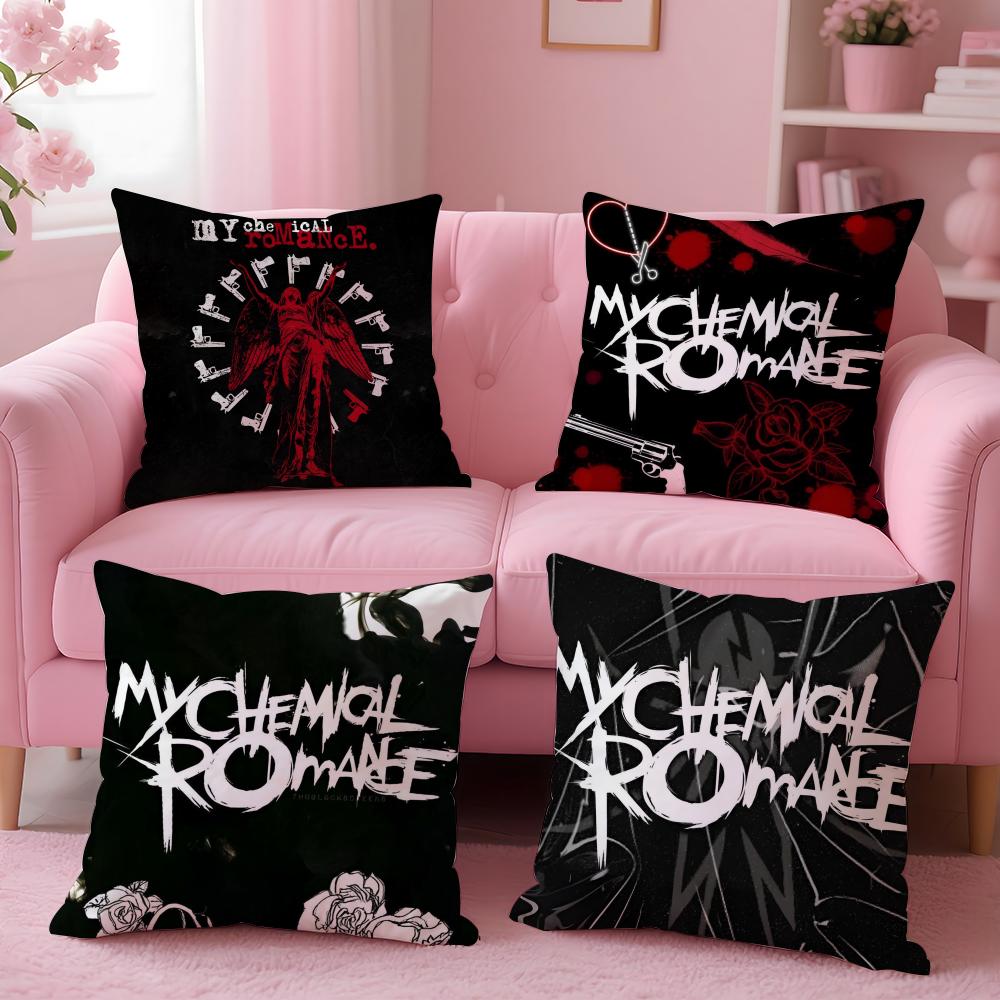 Hot Rock My Chemical Romance Band Cushion Cover Plush Fabric Soft Double-Sided Printed Sofa Pillow Case Colorfast Home Decor