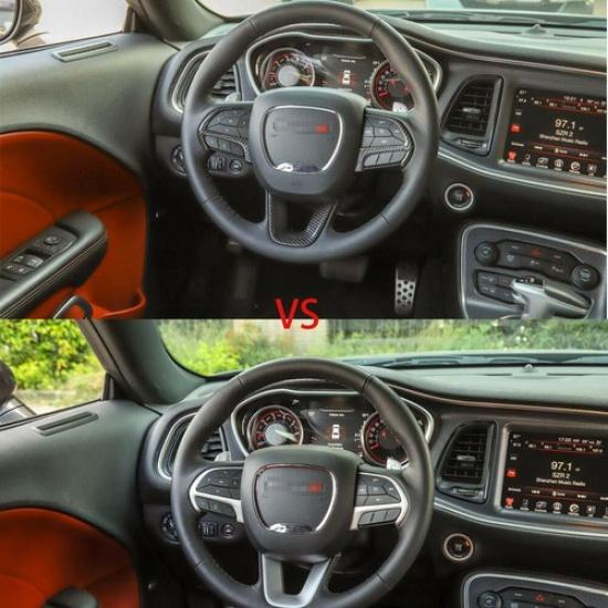 Car Steering Wheel Moulding Decor Cover Trim for Dodge Charger Durango 15+Carbon