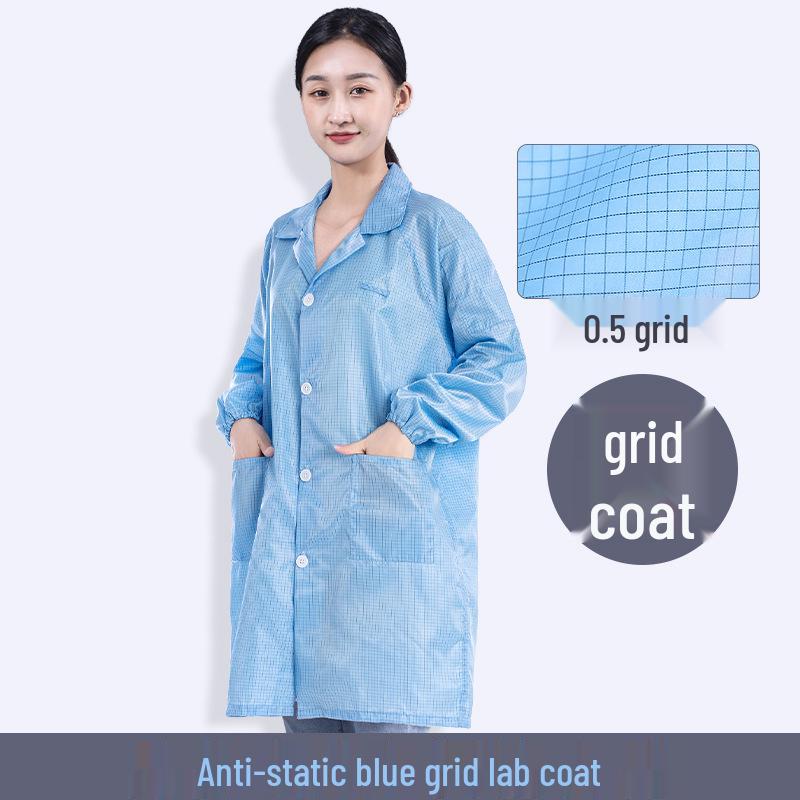 Unisex Striped Antistatic Lab Coat for Dust-Free and Static Protection