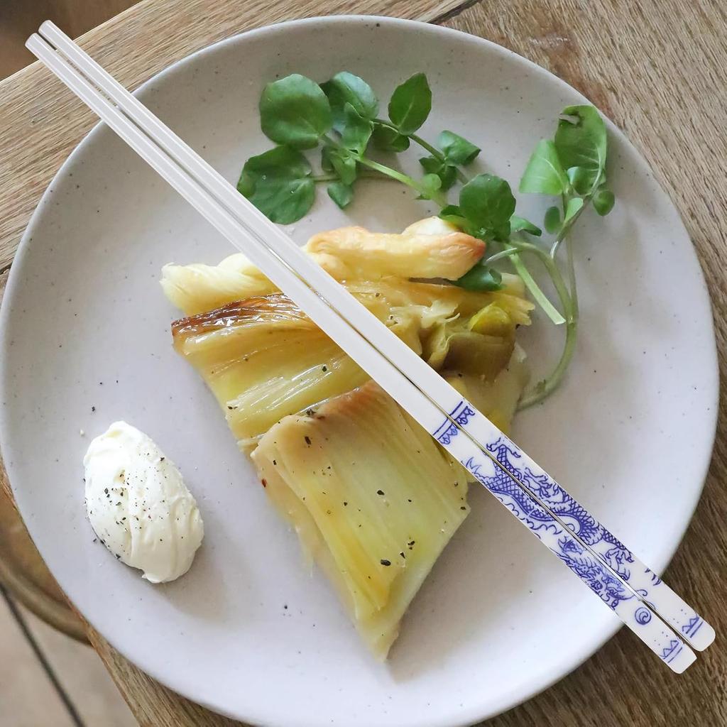 HOMSFOU 10 Par Niebiesko-Białe Porcelanowe Pałeczki do Jedzenia Domowe Pałeczki do Ramenu Naczynia Stołowe Pałeczki Ceramiczne Domowe Ręcznie Ciągnięte