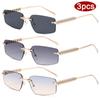 Protective Glasses 3pcs Fashion Rimless Polygon Sunglasses Women Metal Frame Sun Glasses Vintage Irregular Legs Eyewear Ladies