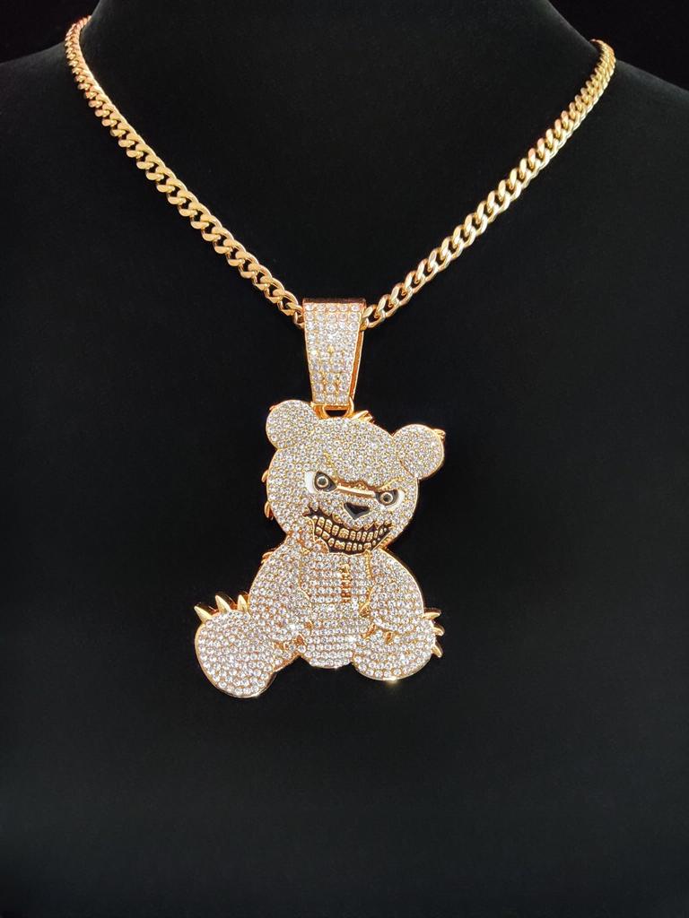 New Arrived Hip Hop Bear Shape Pendant Necklace Men Women Chain Iced Out Bling Bling Necklaces HipHop Jewelry Fashion Gift