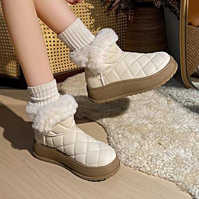 2024 Winter New Fashion Solid Color Versatile Short Women's Snow Boots Round Toe Warm Women's Casual Cotton Shoes