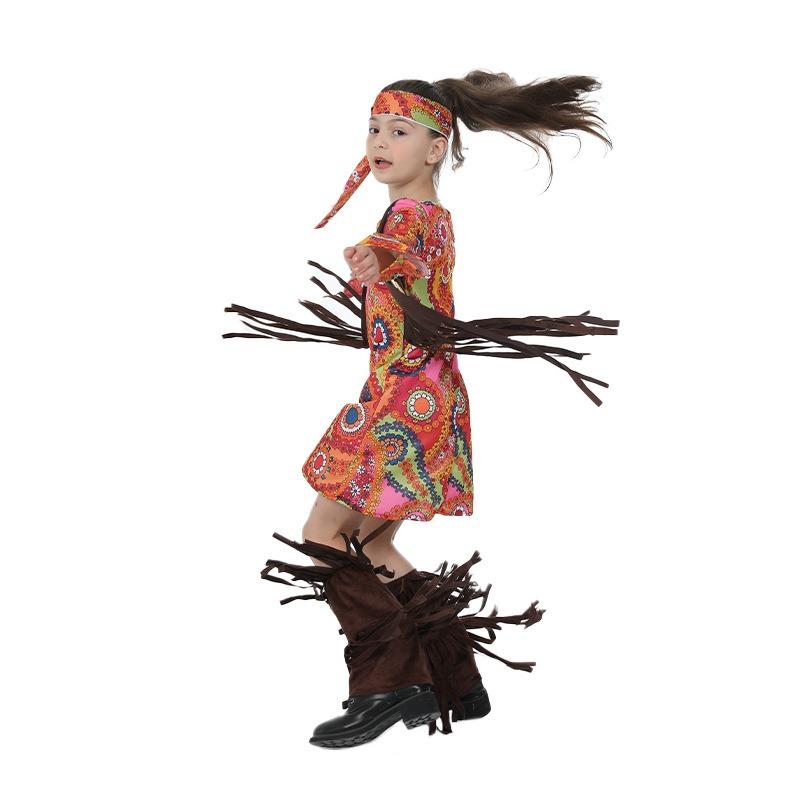 Hippie Style Peace Love Costume for Girls Boho Chic Children's Stage Performance Photo Shoot and Party Outfit