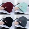 Knit Hat With Embroidered Dog And Alphabet Letters For Winter Warmth And Casual Style