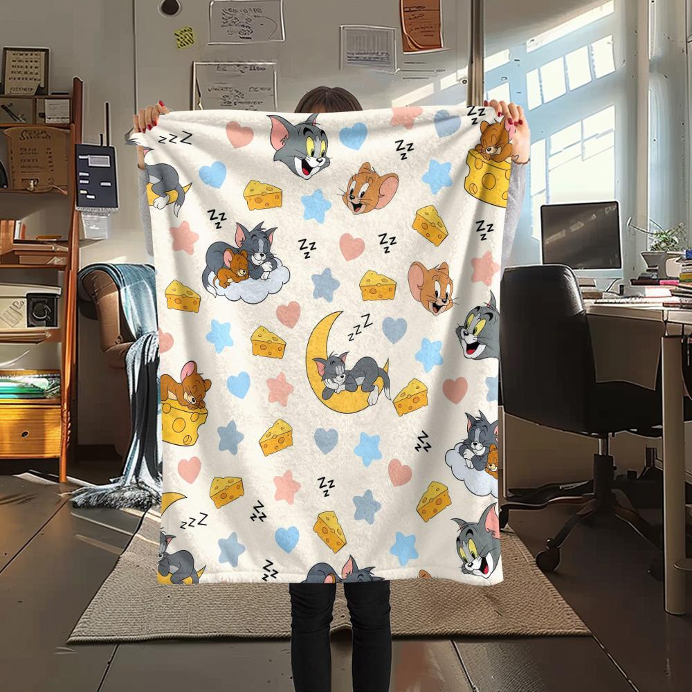 Tom and Jerry2 Flannel Blanket, High quality Comfortable for All Seasons, Home Decor, Warmth and Comfort