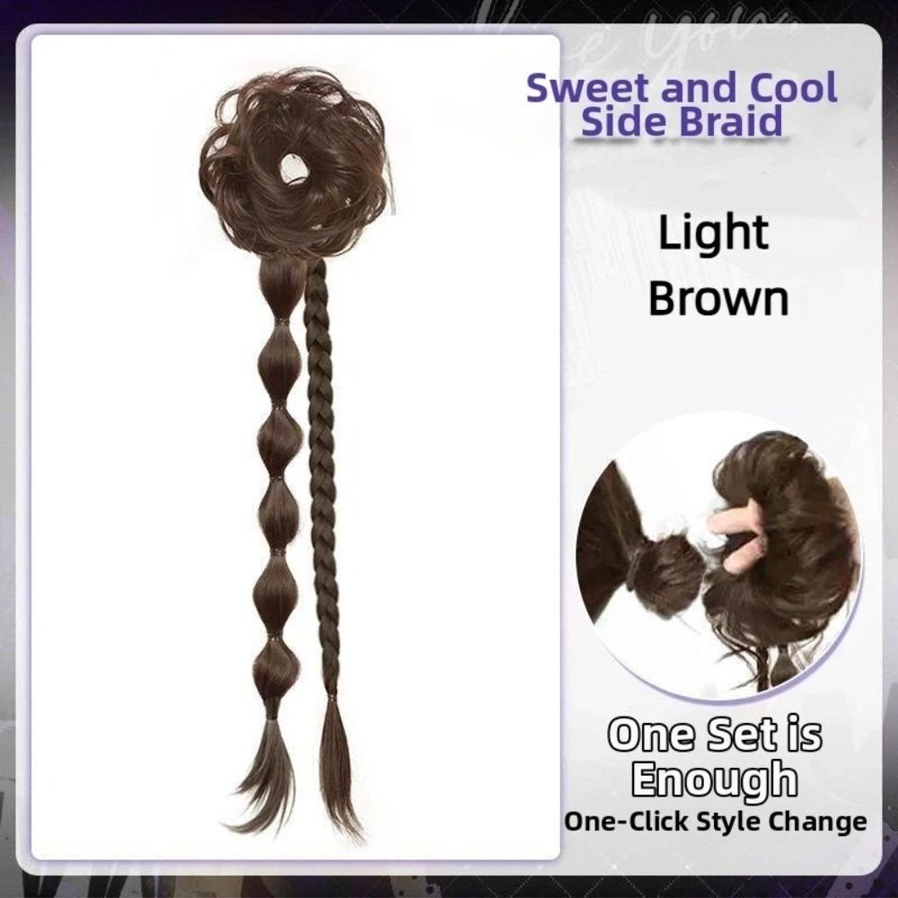 

Headband Hanfu Chinese Bun Wig Traditional Ponytail Hairpiece for Women светло-коричневого
