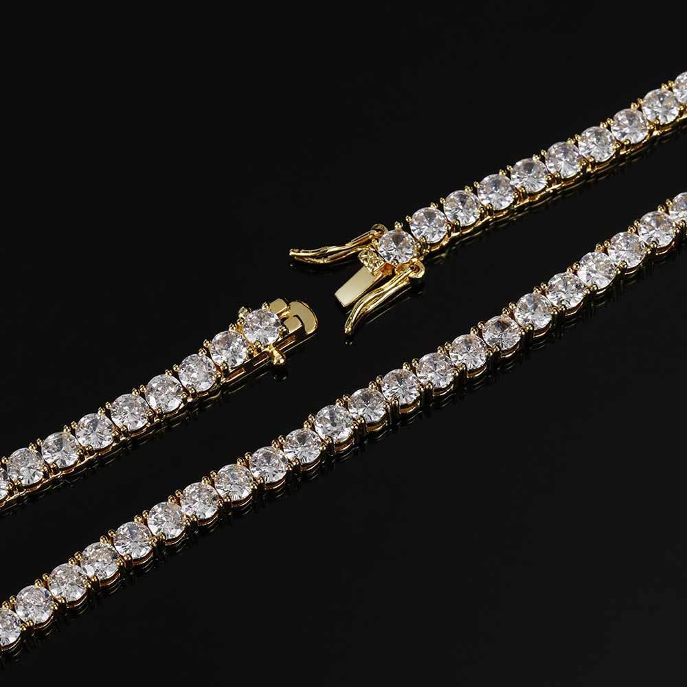 Collier Tennis Homme Haut de Gamme 4mm 5mm Zircon - Luxueux Accessoire Bijou Accentué de Diamants
