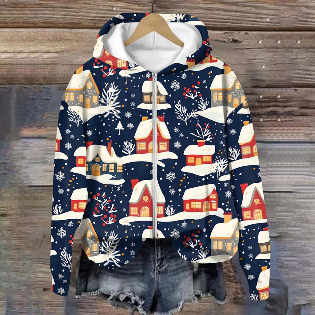 Jackets For Women Long Sleeve  Zip Up  Print Outerwear Casual Jackets