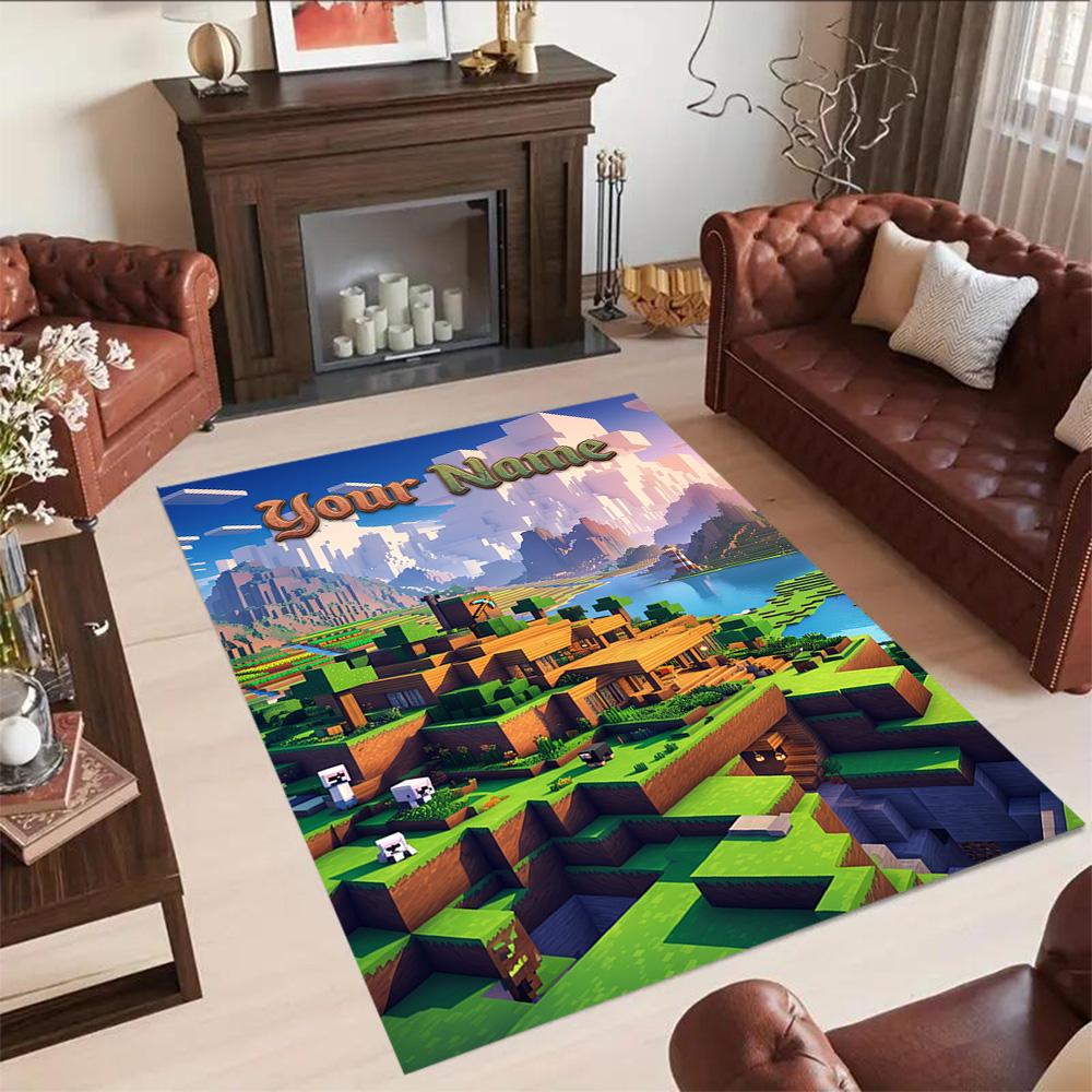 Minecraft Personalized Text Area Rug Design For Bedrooms Study Room Living Rooms Kitchen Antislip Carpet Anime Office Decor Wedding Party Gift