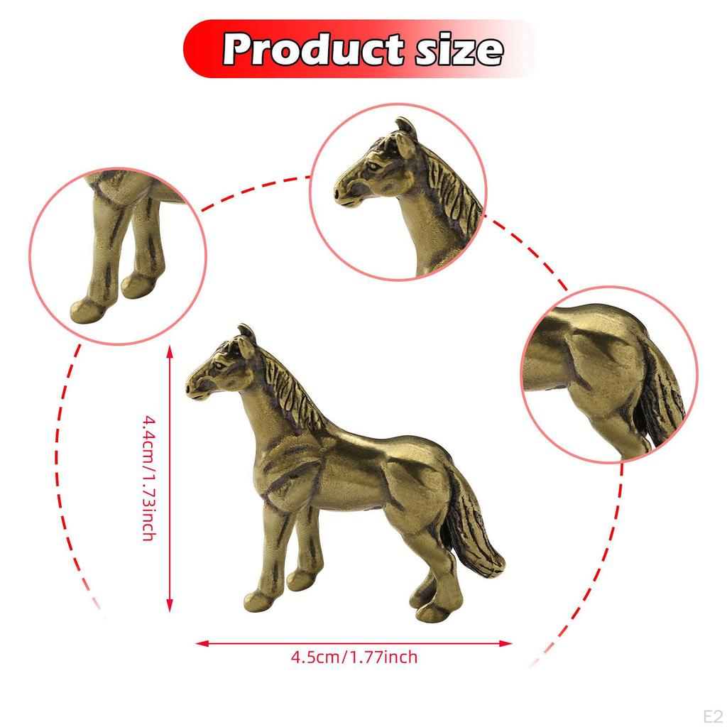 Horse Statue Tea Pet Ornament Art Brass Miniature Sculpture Animal Figurine for Restaurant