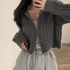 Pulover cardigan cu mâneci lungi pentru femei, toamnă iarnă, retro, topuri largi, tricotaje cu guler în picioare, îmbrăcăminte în stil coreean Y2k