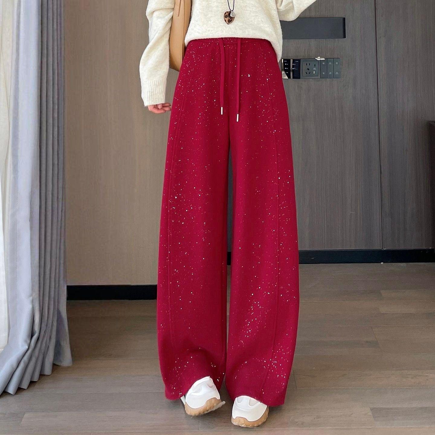 

Small Star-Embellished Wide-Leg Women s High Waist Spring Pants - Scimitar Style XS 65-75 jin