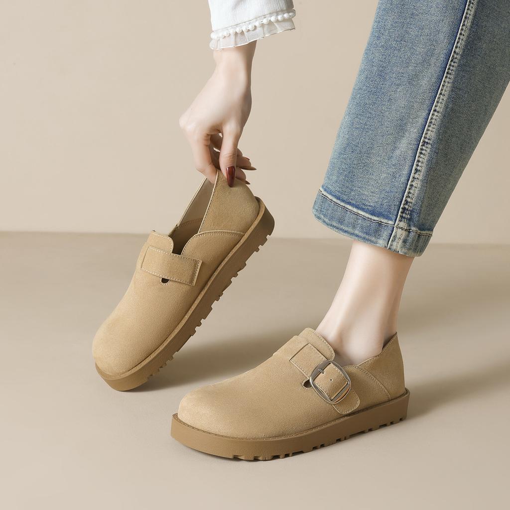 Genuine leather women's thick-soled new spring soft-soled all-inclusive single shoes women