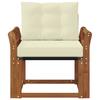 Outdoor Sofa Set Solid Acacia Wood and Textilene Natural and Cream