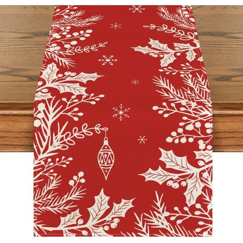 Christmas Table Runner Merry Christmas Decorations for Home 2024 Cristmas Table Flag Cover Navidad Noel Gift New Year Tablecloth