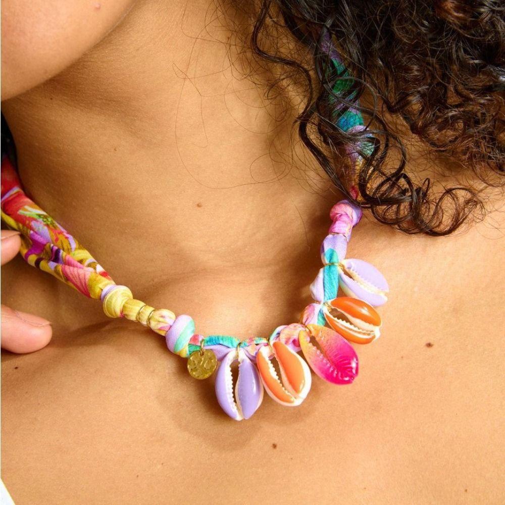 Love Heart Beach Ocean Series Necklace Flower Dopamine Necklace Vintage Cloth Chain Necklace  Male