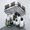 Wrought Iron Triangular Corner Rack - Wall-Mounted Storage for Bathroom or Kitchen (No Drilling Required)