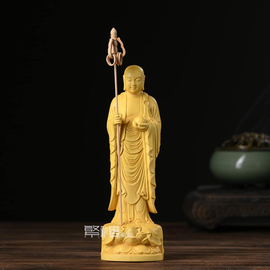 Hanro Art Carving Buddhist Jizo Buddhist Altar Wood Boxwood Water Memorial Service high x 6cm wide x 5cm Statue, Bodhisattva, Statue, Carving,