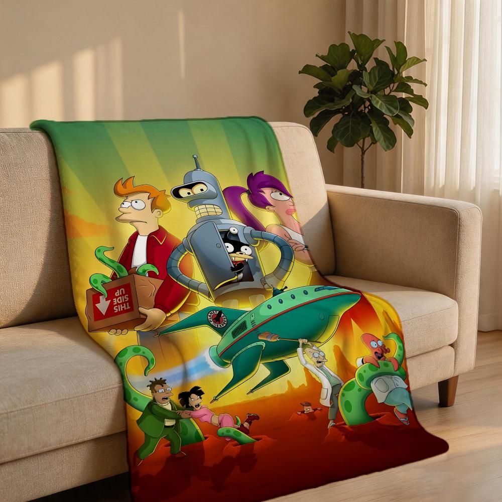 Animation F-FuturamaS Throw Short Plush Throw Blanket Soft Skin-Friendly Multi-Scene Home Office