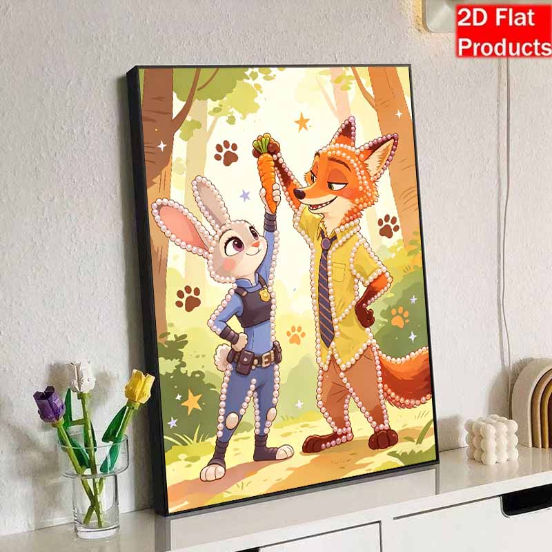 Disney DIY Pearl Painting Zootopia Partner Interaction Decorative Painting Creative Ornaments Friends Gifts Desktop Furnishings Home Decoration