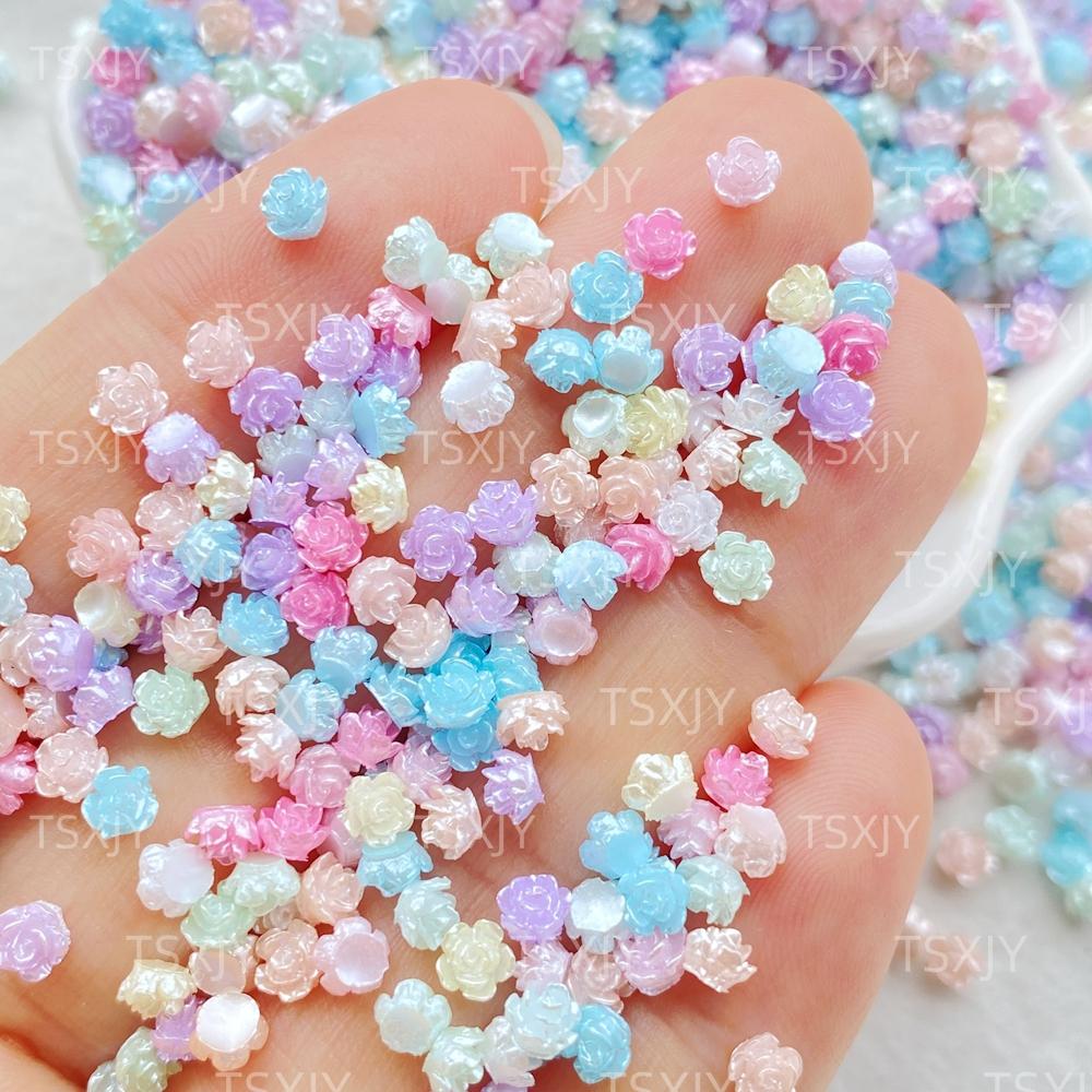 

200Pcs New 3mm Mixed Nail Art Resin rose Designer Charms Rhinestones DIY Craft For Nail 3D Decorations