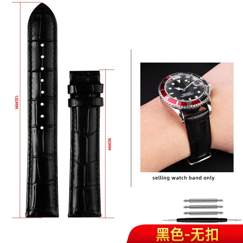 

Longer Watch Strap 20mm 22mm For Bigger wrist lengthened cowhide watchband Crocodile texture cowhide men s Black Brown 22mm