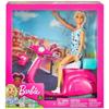 Barbie - Barbie et Son Scooter - Coffret Poupée Mannequin - 3 ans et + GBK85