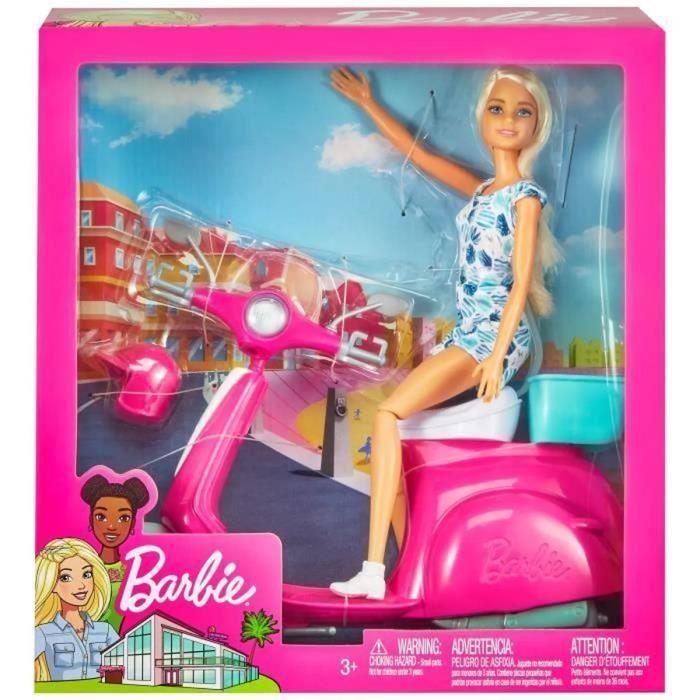 Barbie - Barbie Et Son Scooter - Coffret Poupée Mannequin - 3 Ans Et + GBK85