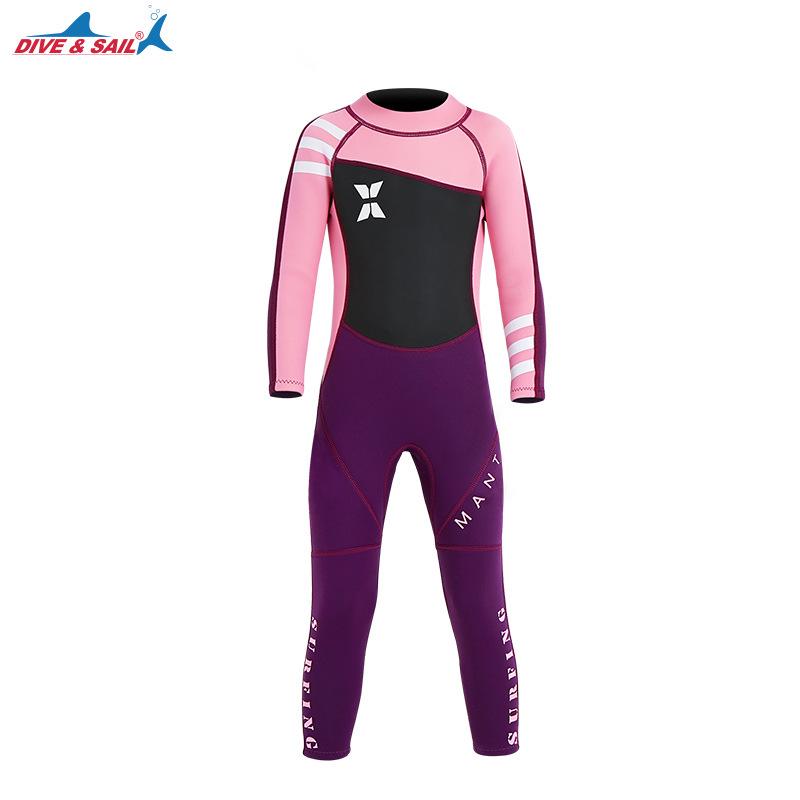 Girls' Long Sleeve 2.5MM Wetsuit: Thickened, Warm, UV-Protected One-Piece for Surfing and Snorkeling