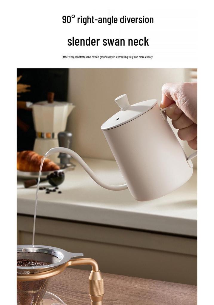 Cafetera Portátil de Acero Inoxidable 304 de Boca Estrecha con Pico Largo para Control Pour-Over