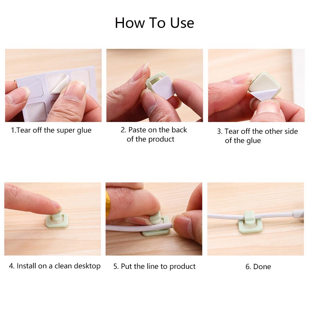 18 szt. Samoprzylepne Klipsy Organizujące Kable Zabezpieczające Klipsy Organizujące Przewody USB Organizator Przewodów Komputerowych Przechowywanie Biurkowe Uchwyt na Przewody