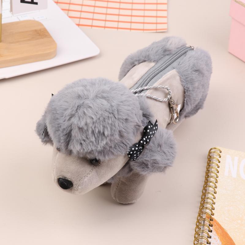 

Kawaii Dog Poodle Plush Pencil Case Cute Cartoon Puppy Stationery Storage Bag Cosmetic Bag School Supplies Student Gifts серый