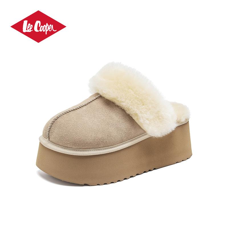 Höhenverstärkende Schneestiefel mit dicker Sohle für Damen 2025 Winter neue Samt-verdickte warme Zehenkappe Baumwoll-Halbpantoffeln