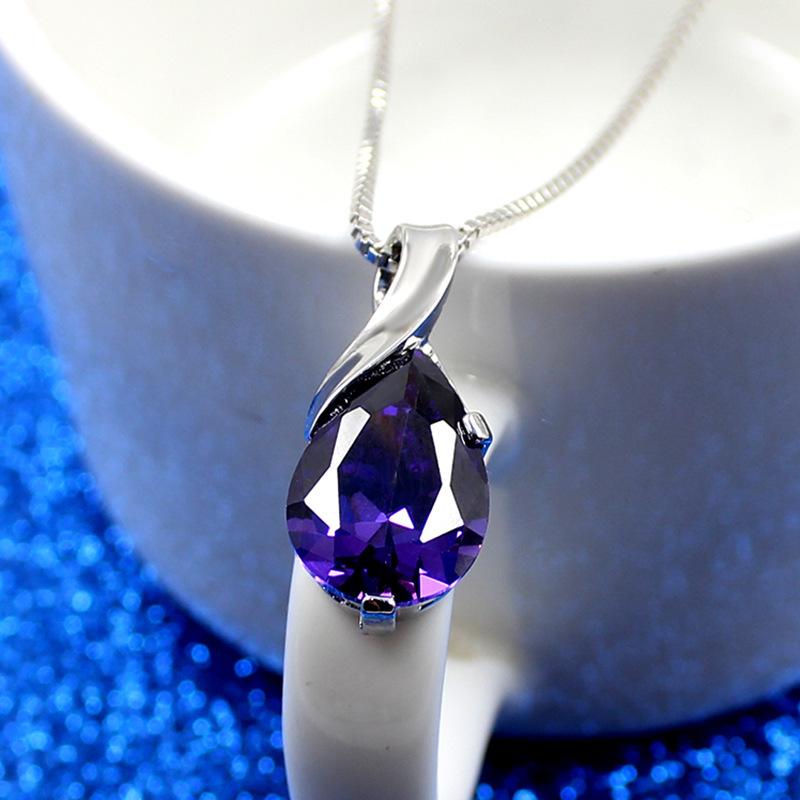 

Qiaolanxuan Серебряное ожерелье с аметистом в форме капли и Слезы ангела для женщин
