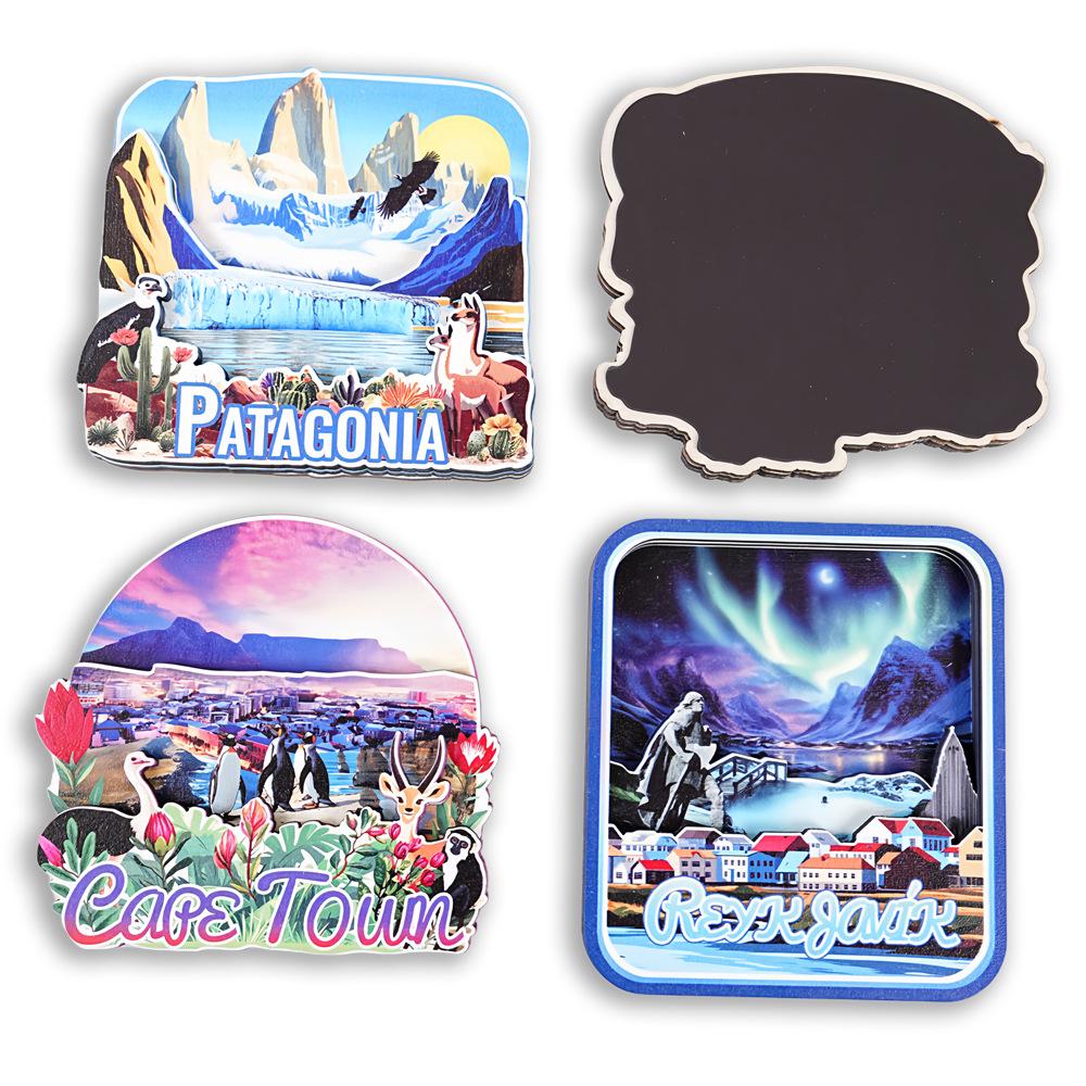 3D Wooden Magnetic Fridge Magnet City Landmark Souvenir Travel Memory Gift Set