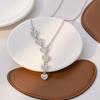 Female Crystal White Zircon Stone Heart Pendant Necklace Vintage Gold Color Wedding  For Women