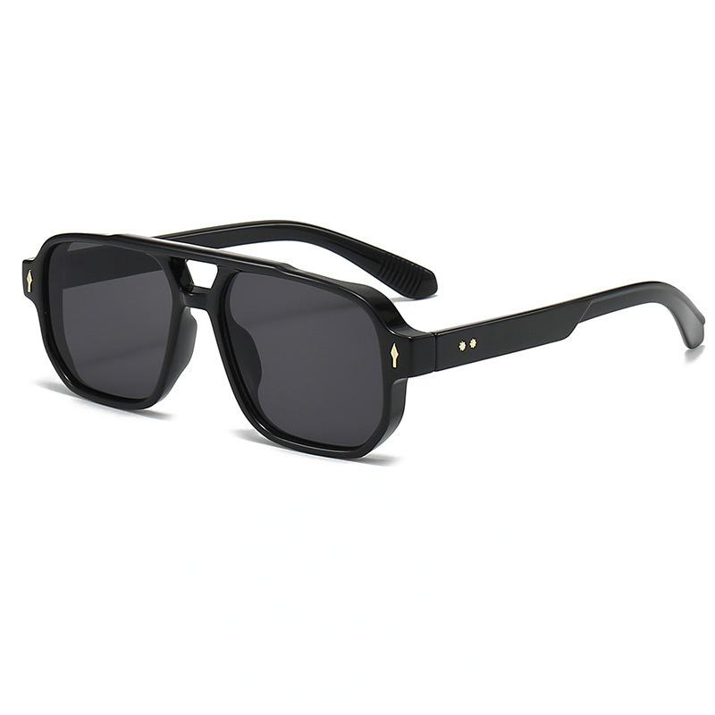 New European and American Retro Double-Beam Men's Square Sunglasses - Fashionable for Driving and Business
