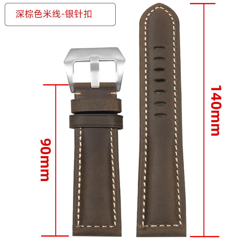 Extended matte crazy horse Frosted leather watchband 22m 24mm For Pam111 441 Hamilton Tissot Omega Casio men Vintage watch strap