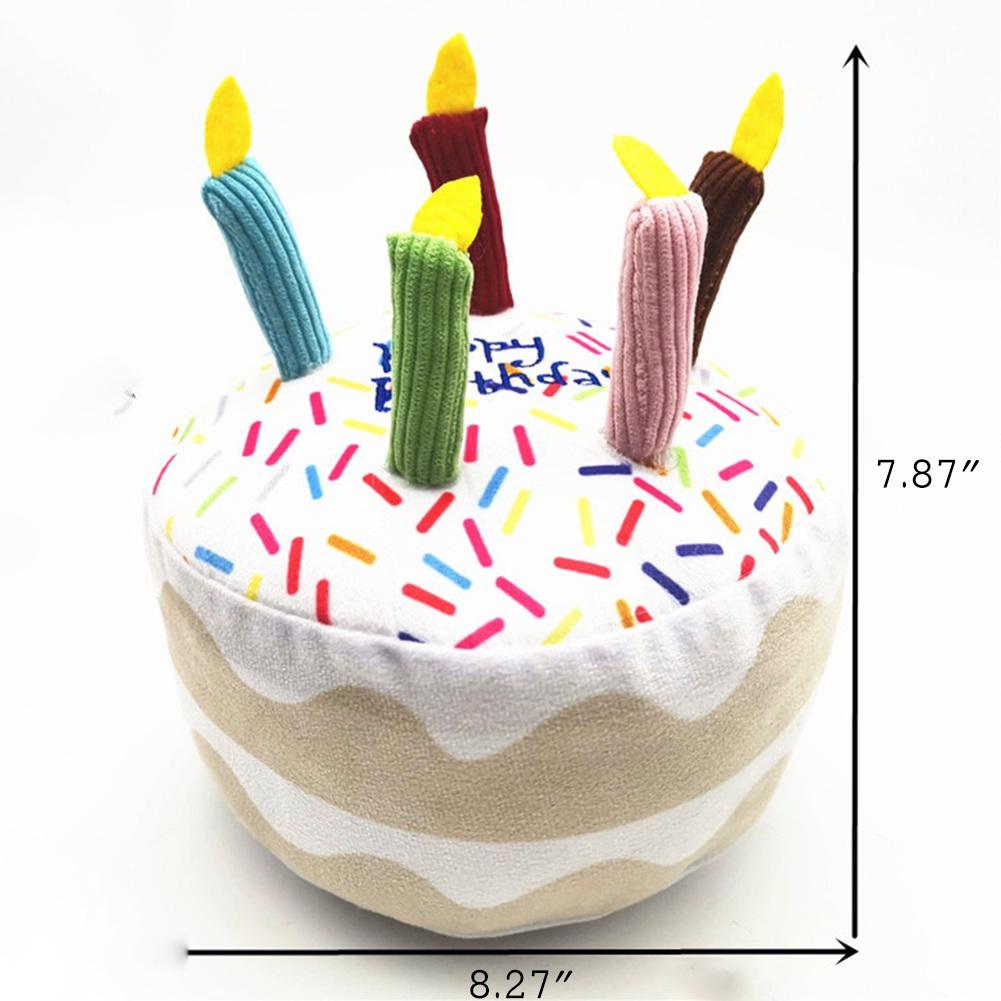 Cake Dog Toy Plush Birthday Cake Play Interactive Chew Celebration Squeaky Soft Cupcake Pet Bone Dog Chew Toy