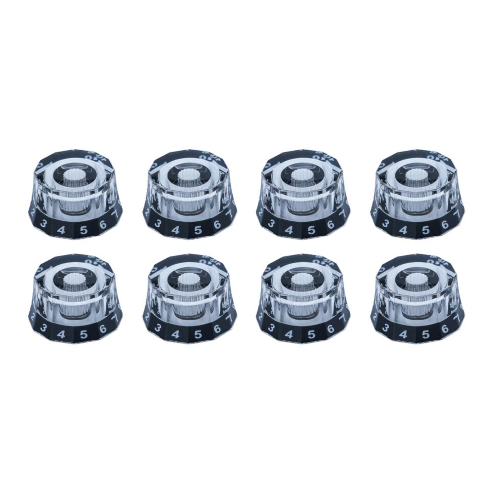 8PCS ABS Guitar Volume Knob Transparent-Black Guitar Parts Accessories For Electric Guitar