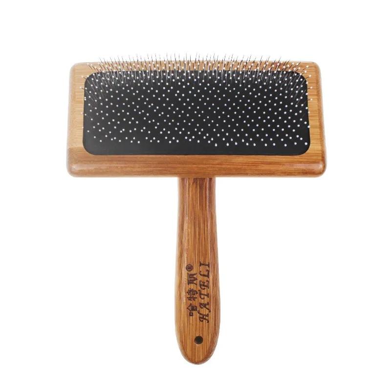 Pet Grooming Solid Wood Dog and Cat Brush, Stainless Steel Combs for Hair Knot Opening, Pet Hair Remover and Massage
