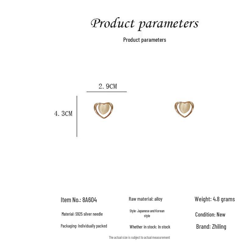 925 Silver Heart-Shaped Cat's Eye Stone Stud Earrings - Popular High-Volume Best Seller