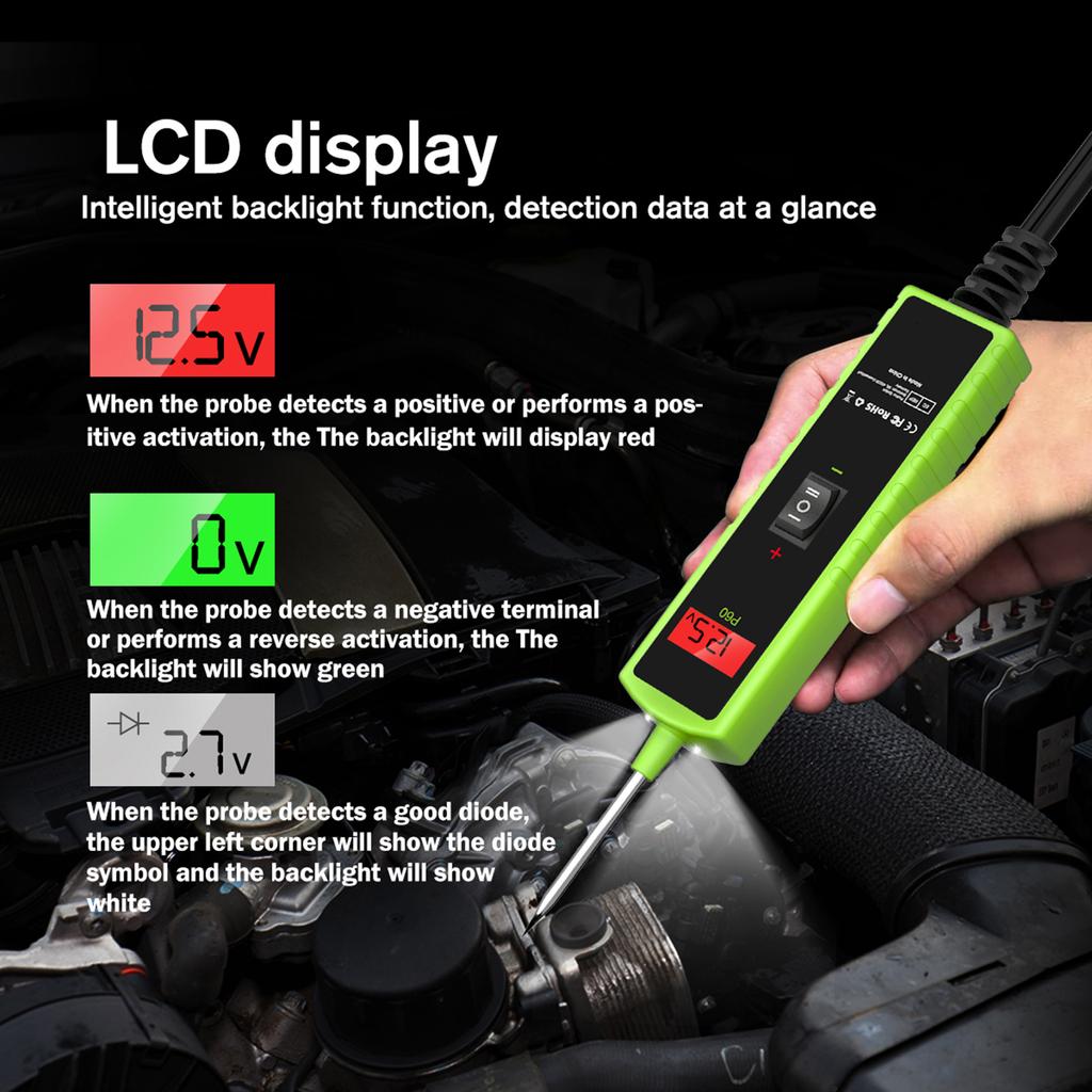 TopDiag P60 Automotive Circuit Tester Car Electrical System Short Tester 6 30V DC with Function LCD Display Flashlight