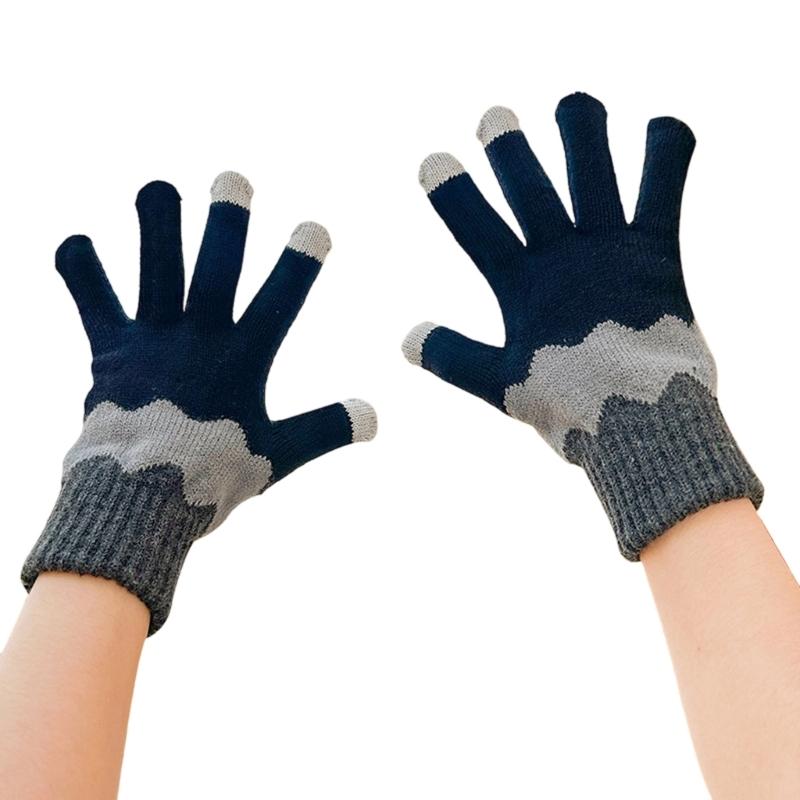 Flower Pattern Knitted Gloves For Women Girl Stylish Design Windproof Thick Warm Handwear for Cycling Skiing Daily Use