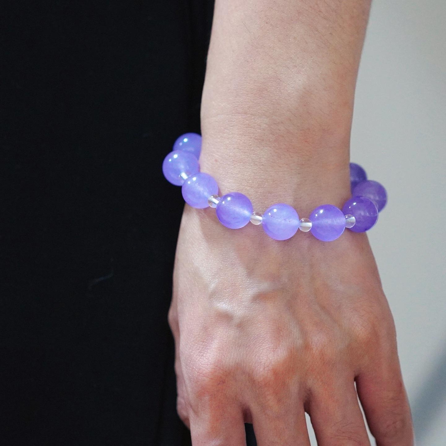 Violet Jadeite Quartzite Natural White Crystal Design Bracelet Bracelet.