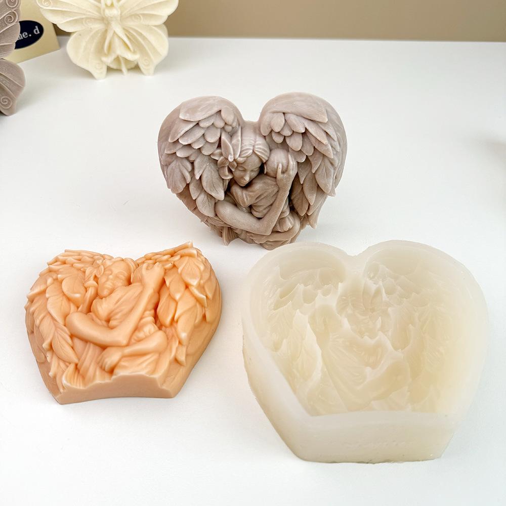 DIY Flat Butterfly Angel Candle Silicone Mold Mother's Day Love Angel Mother and Child Aromatherapy Epoxy Resin Mold Home Decor