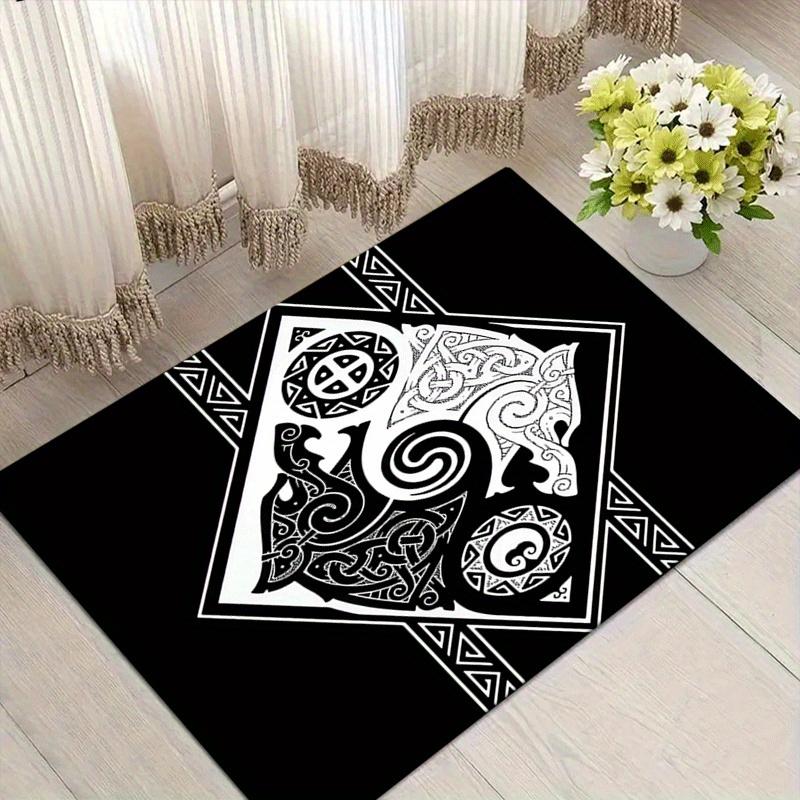 1pc Mayan Totem Print, Design Area Rug - Soft, Anti-Slip, and Durable Gaming Room Decor for Bedroom, Living Room