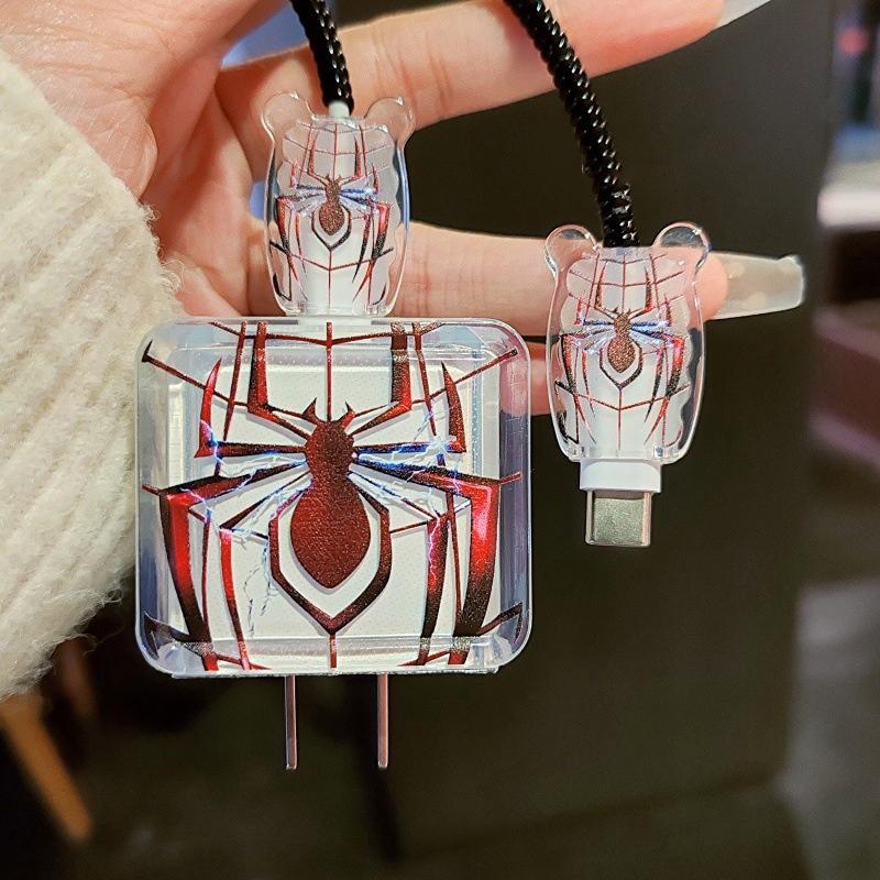 Spider Charger Data Cable Case For Apple Iphone 16 15 20W Charger Case Protection Cover Winding Kit Anti-Break Protective Rope